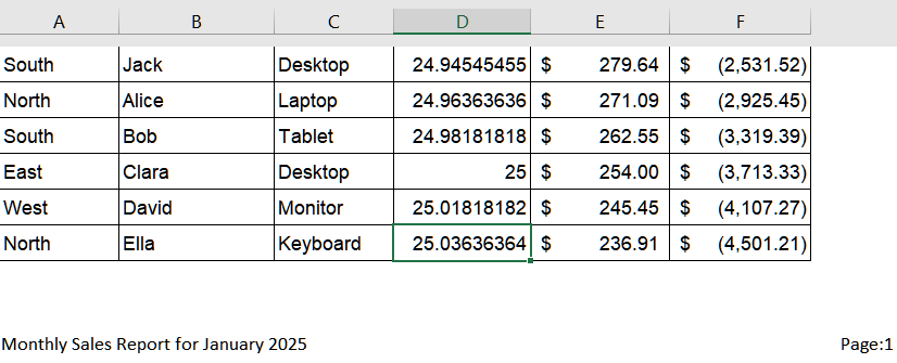 Customizing a Footer Using the Page Setup Dialog Box