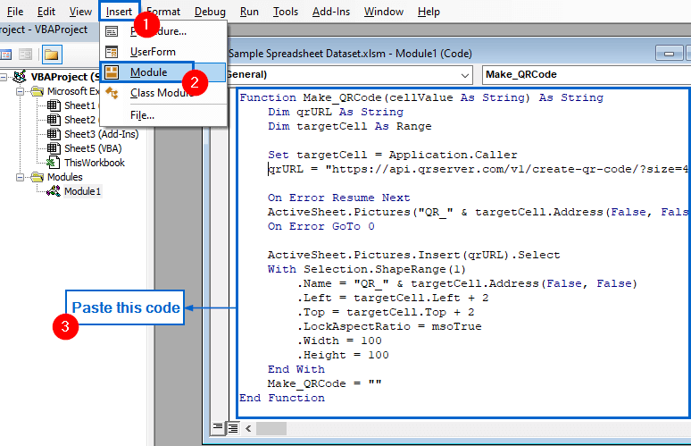 Use VBA Editor to Generate QR Codes Automatically