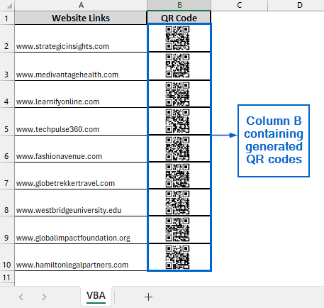 Use VBA Editor to Generate QR Codes Automatically