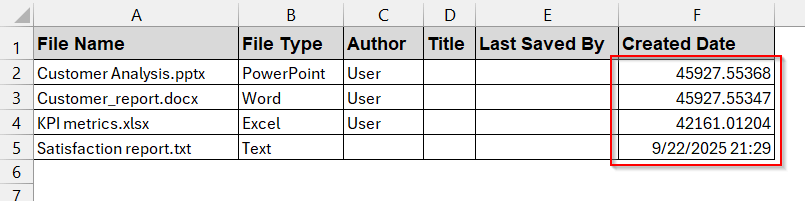 Extract Internal Document Properties with VBA