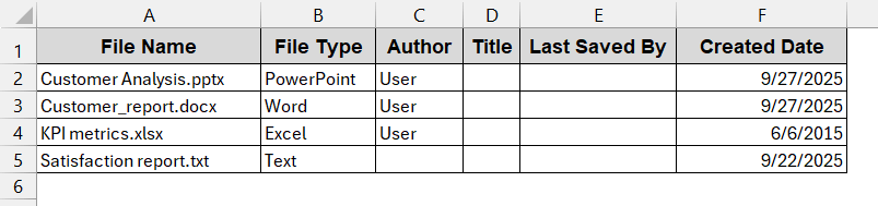 Extract Internal Document Properties with VBA