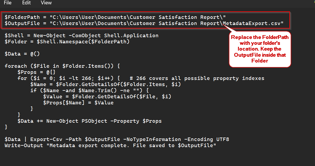 Use PowerShell to Export File Metadata into a New Sheet