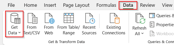 Integrate Power Query with the Get Data option to Advance Control