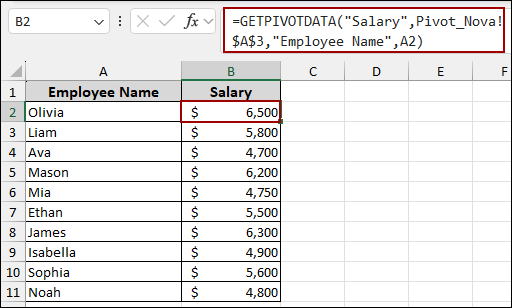 Applying GETPIVOTDATA Function to Link Specific Data From Pivot Table
