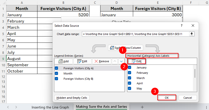 Steps to Make a Line Graph with Two Sets of Data