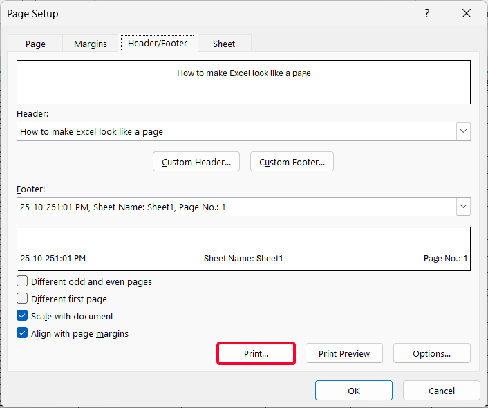 Steps to Make an Excel Spreadsheet Look Like a Page