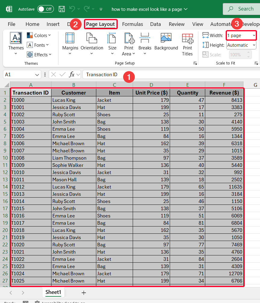 Customizing Page Layout in Excel