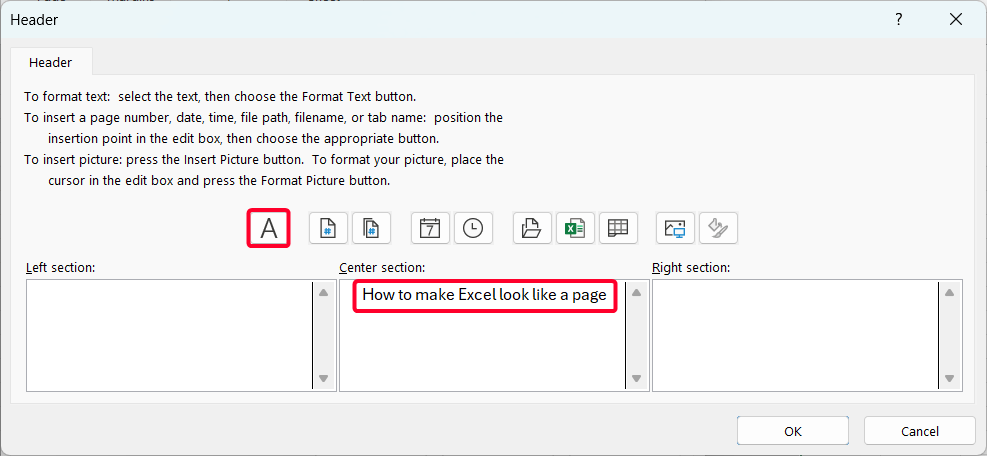 Steps to Make an Excel Spreadsheet Look Like a Page