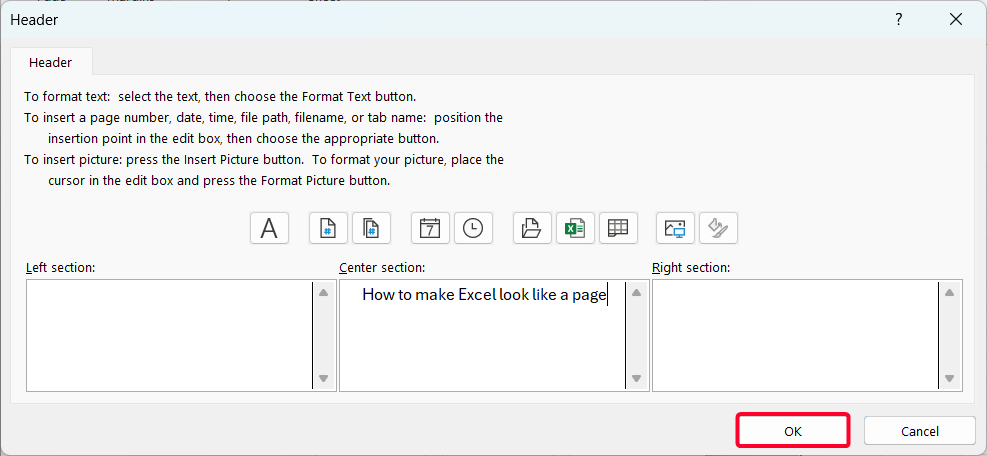 Steps to Make an Excel Spreadsheet Look Like a Page