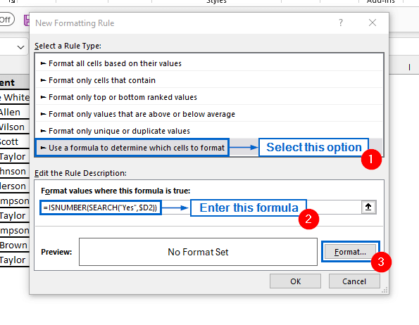 Make Yes Green and No Red Using Custom Conditional Formatting Rules