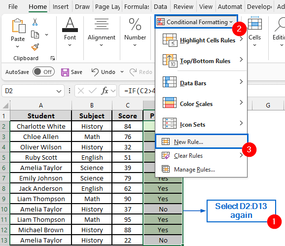 Make Yes Green and No Red Using Custom Conditional Formatting Rules