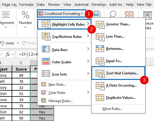 Highlight Yes in Green and No in Red Using Conditional Formatting Highlight Cell Rules