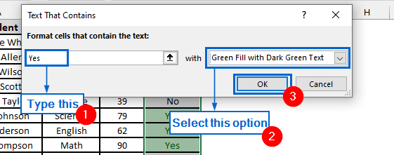 Highlight Yes in Green and No in Red Using Conditional Formatting Highlight Cell Rules