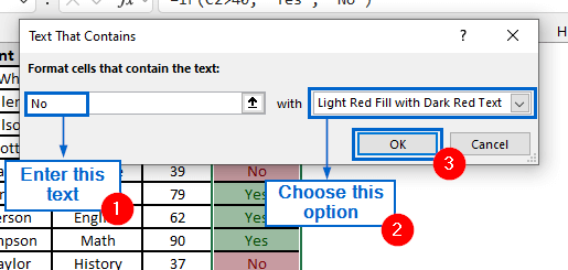 Highlight Yes in Green and No in Red Using Conditional Formatting Highlight Cell Rules