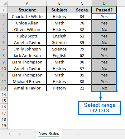 Make Yes Green and No Red Using Custom Conditional Formatting Rules