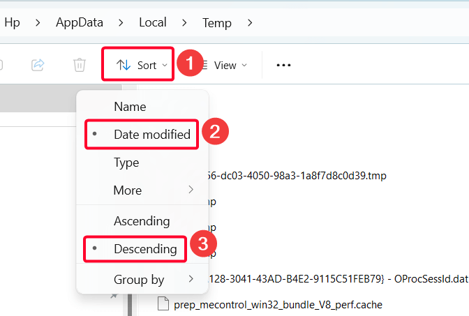 Find Temp Files from File Explorer
