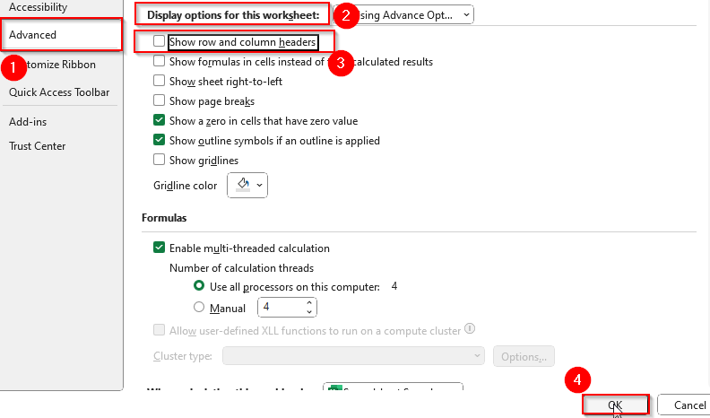 Rename Column Headers Using the Advance Option