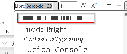 Install the Code 128 Barcode Font in Excel