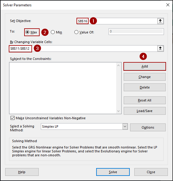 Steps to Use Solver for Linear Programming in Excel
