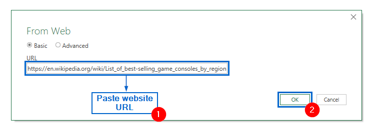 Import Table Using the Data Tab