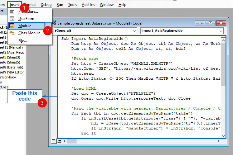 Use VBA Editor to Automatically Import Table