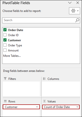 Steps to Get a Count Using Calculated Field in Excel Pivot Table
