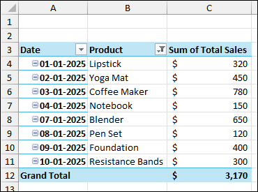 Removing Blanks from Pivot Table Using Filter Tool