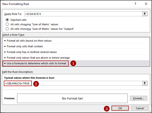 Using Formula to Delete Conditional Formatting from Blank Cells