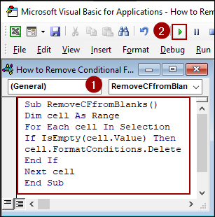 Applying VBA to Remove Conditional Formatting from Blank Cells