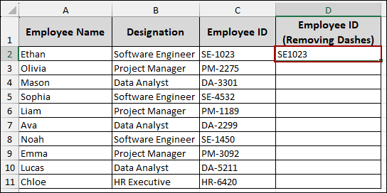 Removing Single Dash From Fixed Position