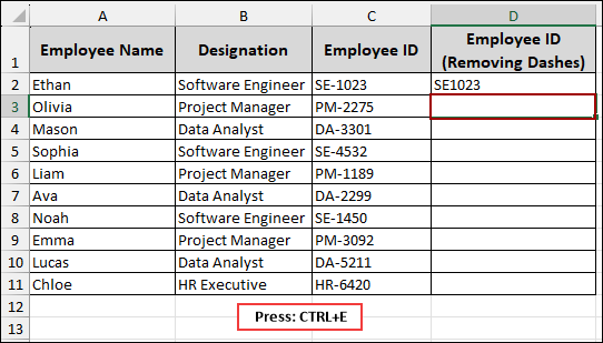 Removing Single Dash From Fixed Position
