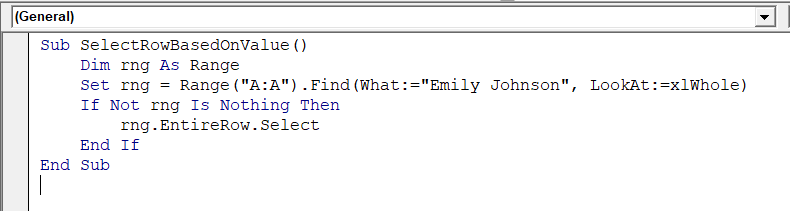 Select Entire Rows or Columns Based on a Cell Value