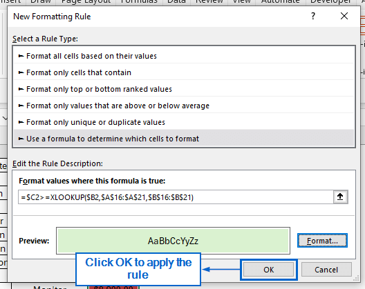 Alternative Methods to Apply Conditional Formatting Based on Lookup Value