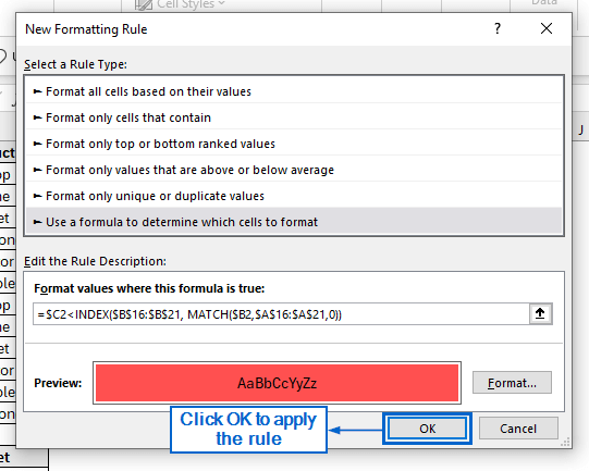 Alternative Methods to Apply Conditional Formatting Based on Lookup Value