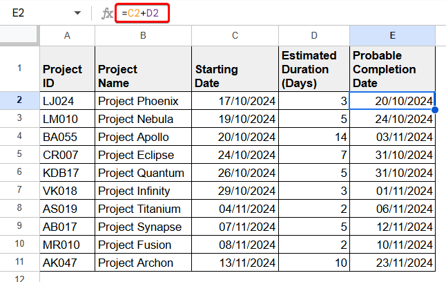 Google Sheets Add Days to Date