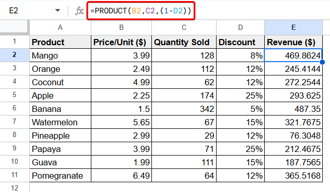 Google Sheets Round to 2 Decimal Places