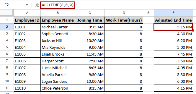 Adding or Subtracting Time Using TIME Function