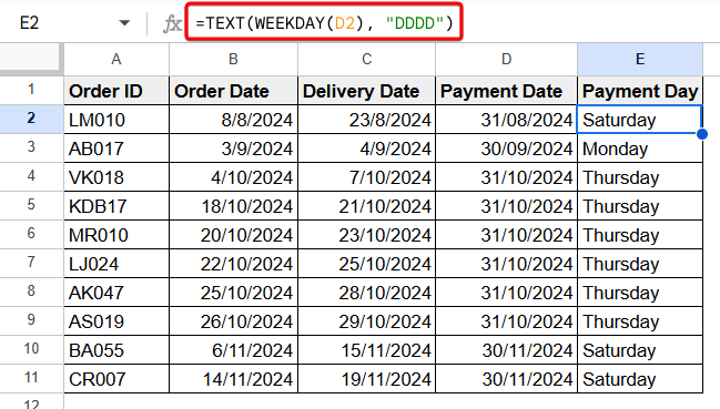 Google Sheets Find Last Day of Month