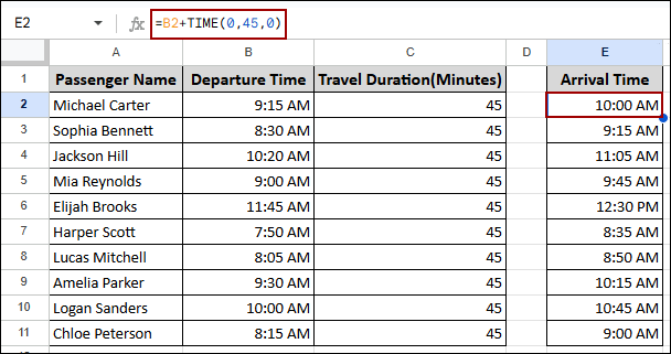 Adding or Subtracting Time Using TIME Function