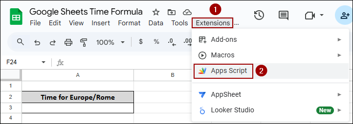 Google Sheets Now Timezone with Apps Script