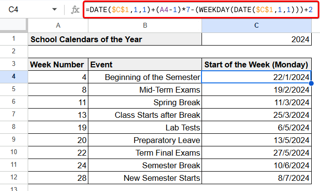 Google Sheets Week Number to Date