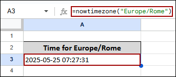 Google Sheets Now Timezone with Apps Script