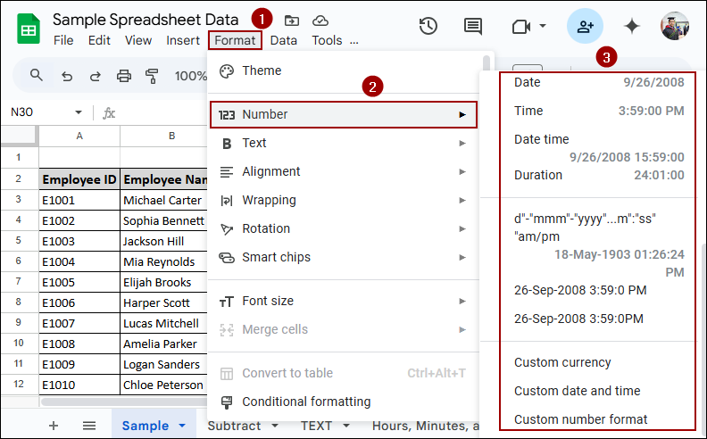 Time Format in Google Sheets