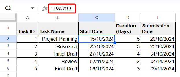How to Add Dates in Google Sheets Automatically