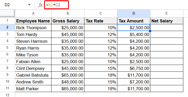 How to Subtract a Percentage in Google Sheets