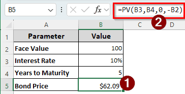 Finding the Bond Price of Zero-Coupon Bonds in Excel