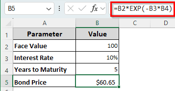 Finding the Bond Price of Zero-Coupon Bonds in Excel