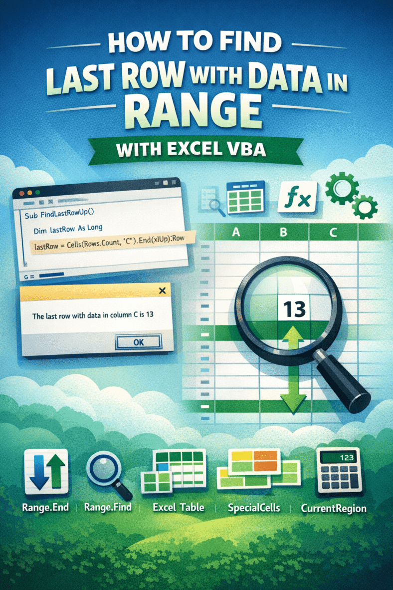 featured image - excel vba find last row with data in range