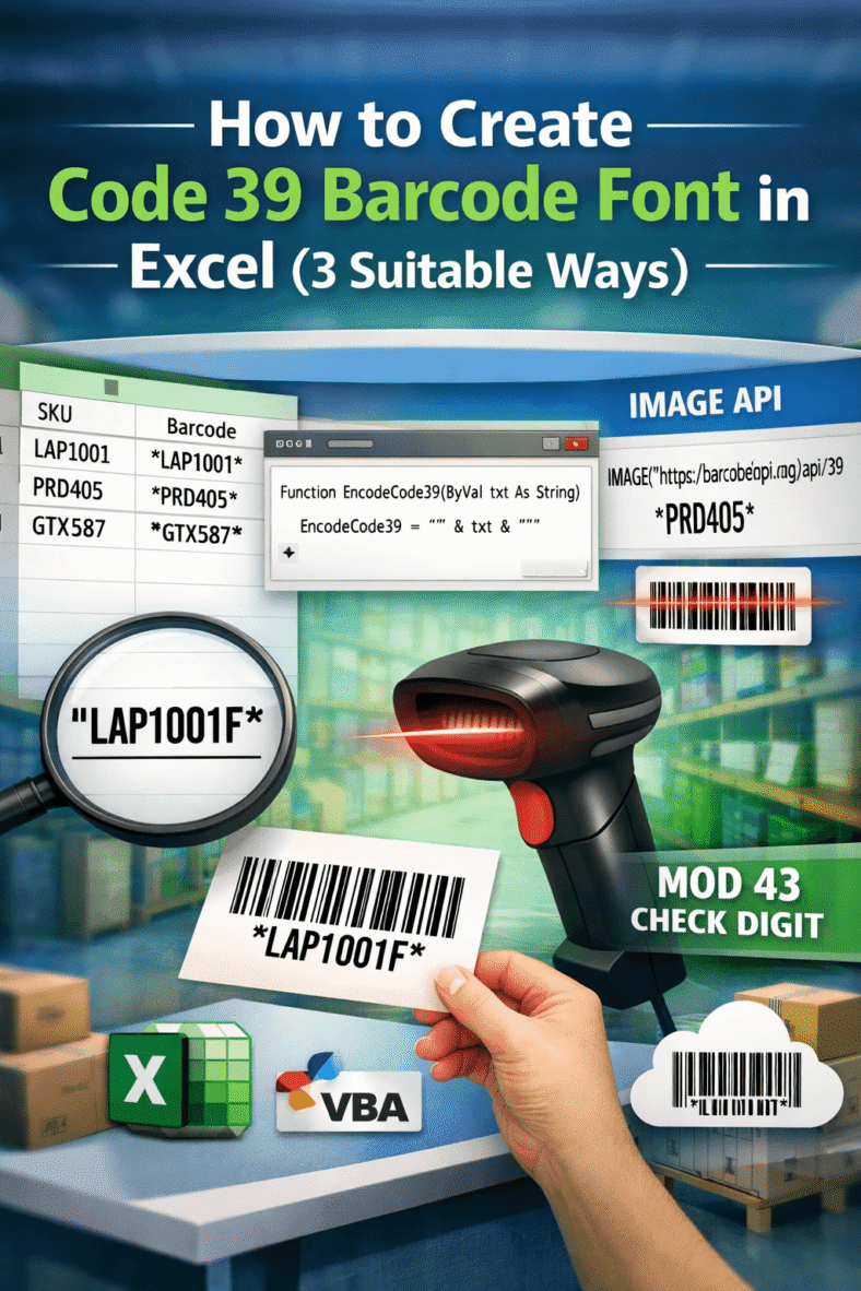 featured image - how to create code 39 barcode font in excel