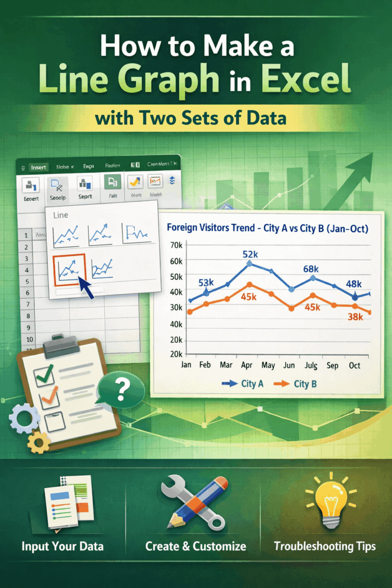 featured image - how to make a line graph in excel with two sets of data